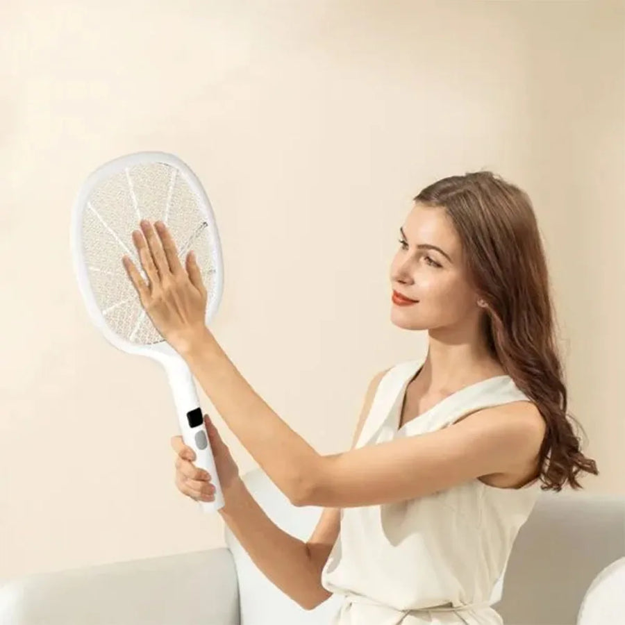 Rechargeable Electric Fly Swatter Type-C Detachable Handheld Insect Zapper Automatic Tapping for Indoor Outdoor Pest Control