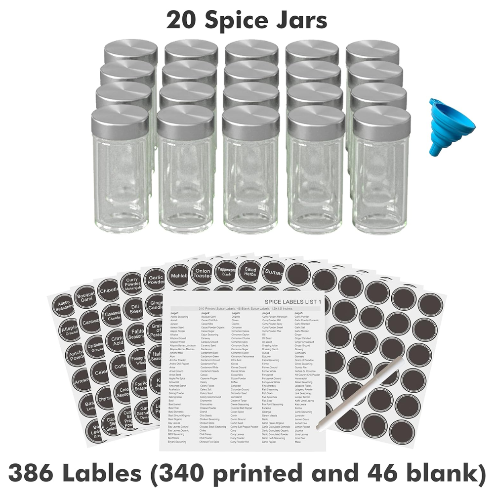 Revolving Spice Rack Set – 20-Jar Carousel Organizer