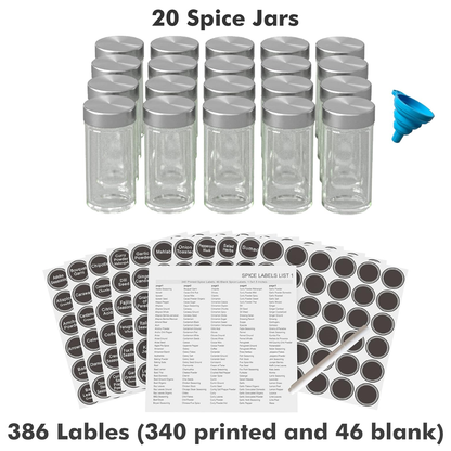 Revolving Spice Rack Set – 20-Jar Carousel Organizer