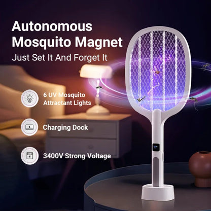 Rechargeable Electric Fly Swatter Type-C Detachable Handheld Insect Zapper Automatic Tapping for Indoor Outdoor Pest Control