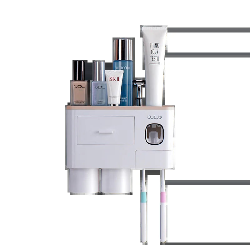 Multifunction Toothpaste Dispenser Magnetic Adsorption Inverted Toothbrush Holder Storage Rack Bathroom Accessories