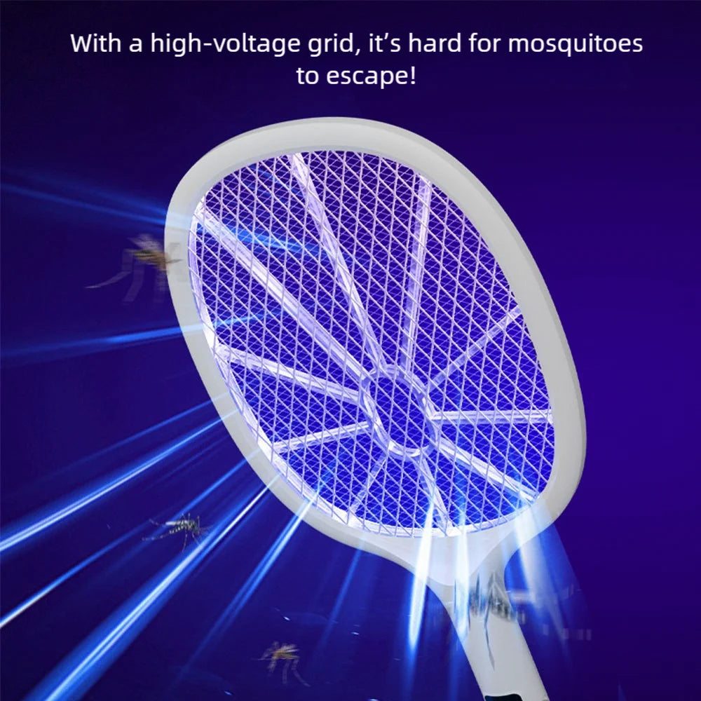 Rechargeable Electric Fly Swatter Type-C Detachable Handheld Insect Zapper Automatic Tapping for Indoor Outdoor Pest Control