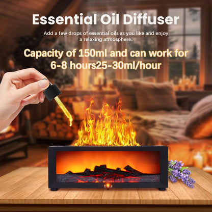 Fireplace Humidifier Diffuser, 7 Colors Flame Diffuser for Essential Oils, Fire Aroma Diffuser with Remote, Ultrasonic Air Humidifiers Aromatherapy Diffuser with Timer for Home, Bedroom, Office, Yoga