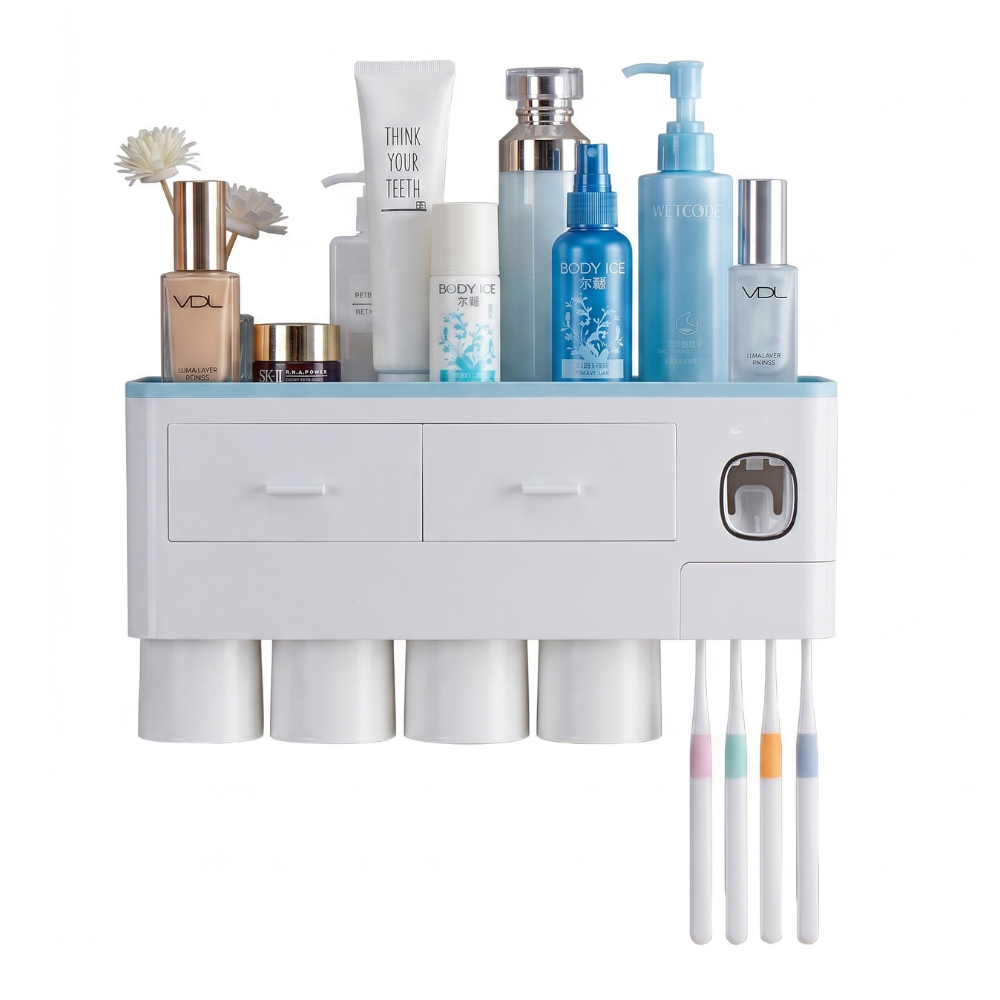 Multifunction Toothpaste Dispenser & Toothbrush Holder