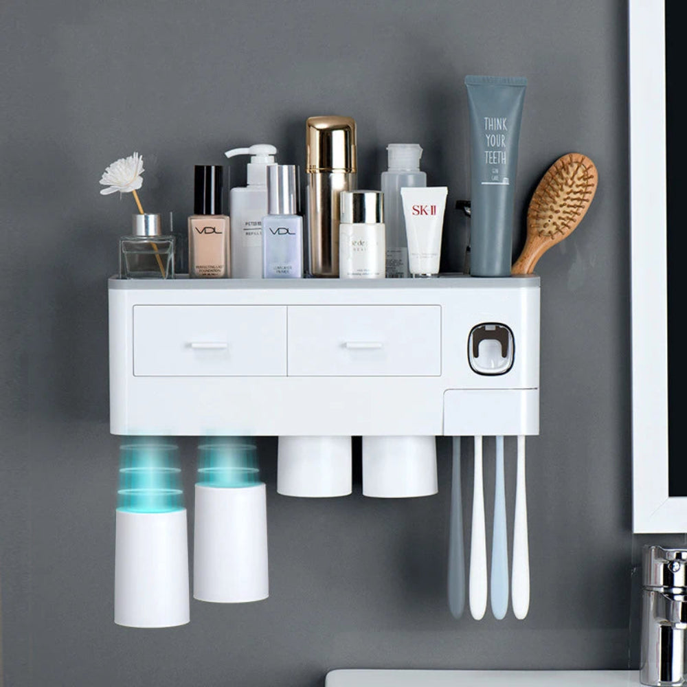 Multifunction Toothpaste Dispenser Magnetic Adsorption Inverted Toothbrush Holder Storage Rack Bathroom Accessories